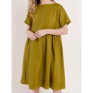 Tradlands Nico Knee Length Dress in Yellow Linen Blend Size 4X